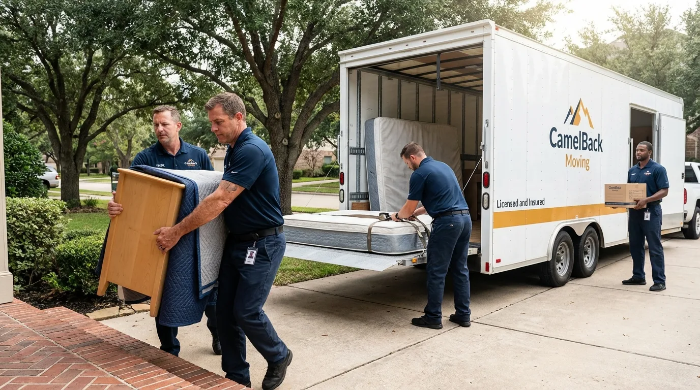 Crew loading residential truck for cross-state move from Port Monmouth, NJ