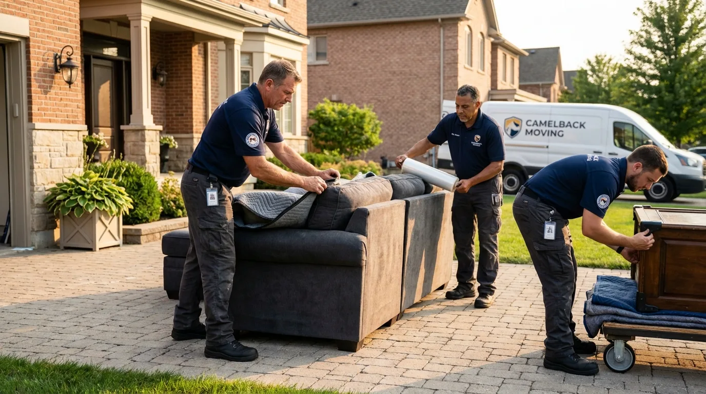 Large estate moving crew wrapping furniture in Port Monmouth, NJ